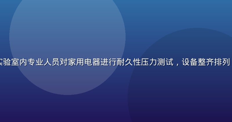 国产久久评测实验室内专业人员对家用电器进行耐久性压力测试，设备整齐排列，灯光明亮专业